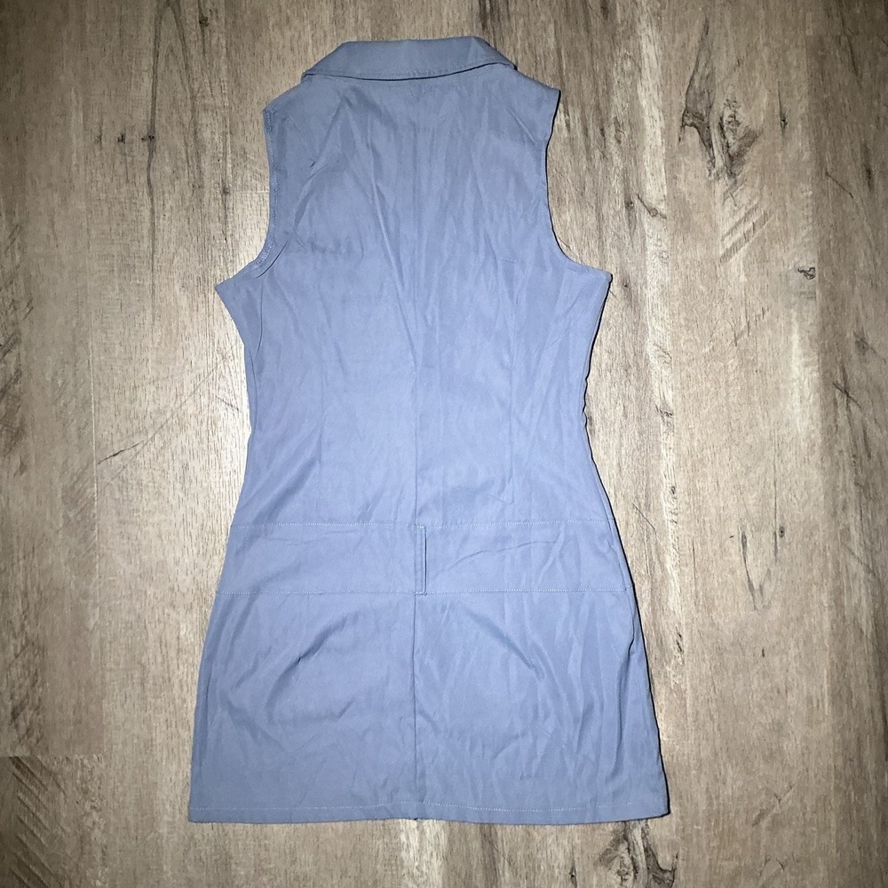 Gap Vintage Blue Front Zip Belted Mini Dress Size Small Y2K
